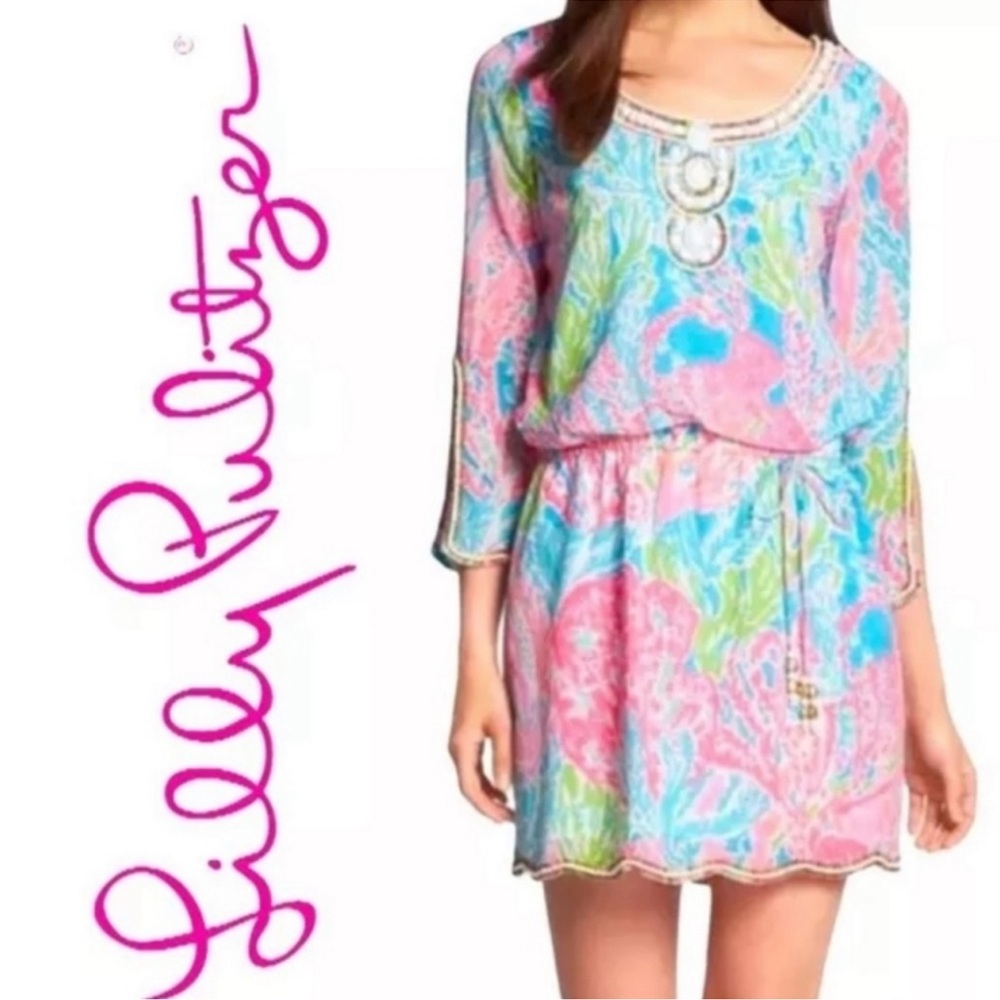 HTF Lilly Pulitzer Delisa Dress in Lets Cha Cha Coral